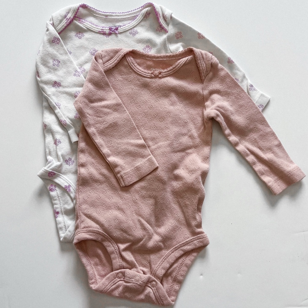 Carter's Pink and White Floral One Pieces - 6 Months